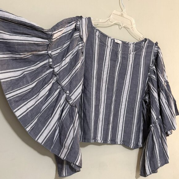 Striped Navy Blue Women's Top - Picture 2 of 4